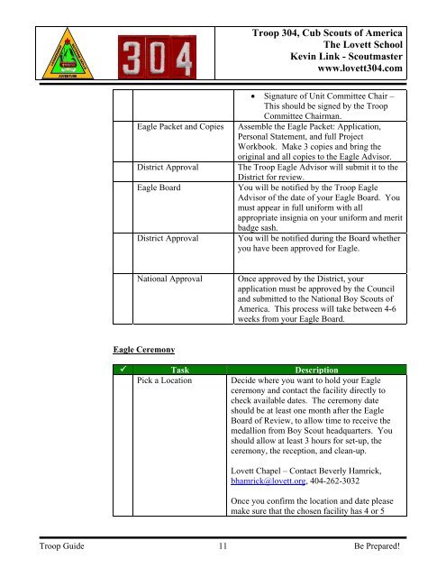 Boy Scouts of America Lovett Troop 304 - Boy Scout Troop 304 ...