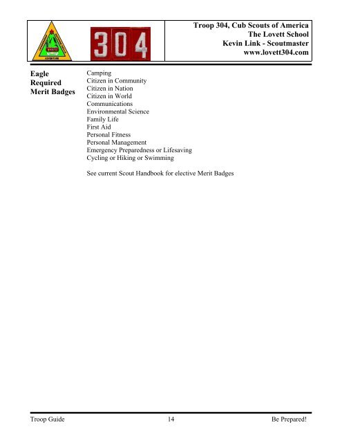 Boy Scouts of America Lovett Troop 304 - Boy Scout Troop 304 ...