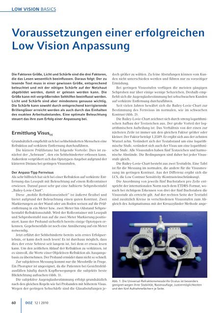 Voraussetzungen einer erfolgreichen Low Vision Anpassung - doz