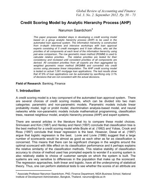 Credit Scoring Model by Analytic Hierarchy Process ... - Wbiaus.org