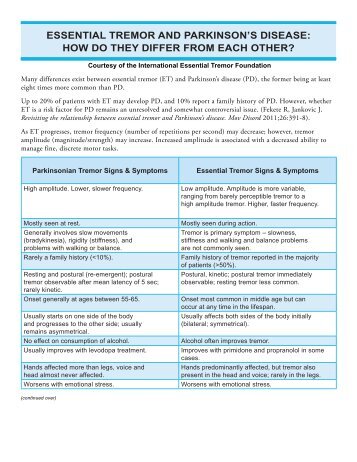 FLY ET vs PD 032012.indd - International Essential Tremor ...