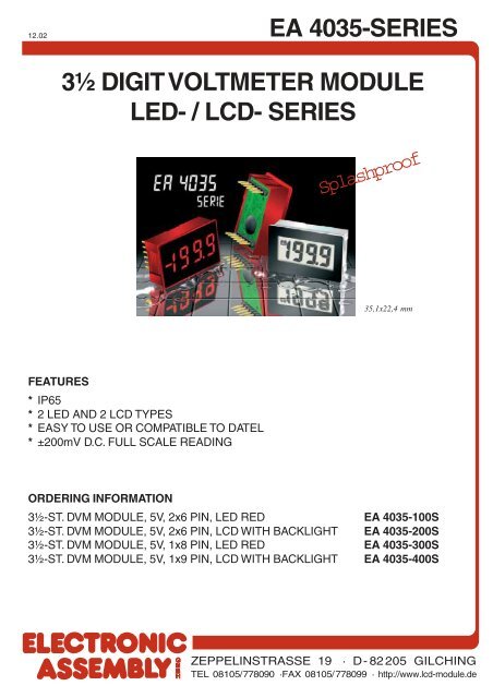 EA 4035-SERIES 3½ DIGIT VOLTMETER MODULE LED- / LCD ...