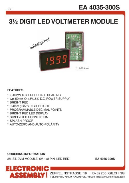 EA 4035-SERIES 3½ DIGIT VOLTMETER MODULE LED- / LCD ...