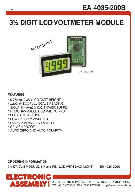 EA 4035-SERIES 3½ DIGIT VOLTMETER MODULE LED- / LCD ...