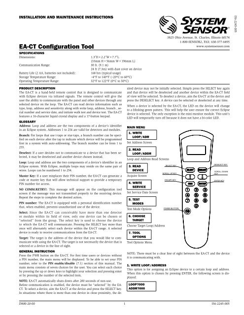 ea-cT configuration Tool - System Sensor