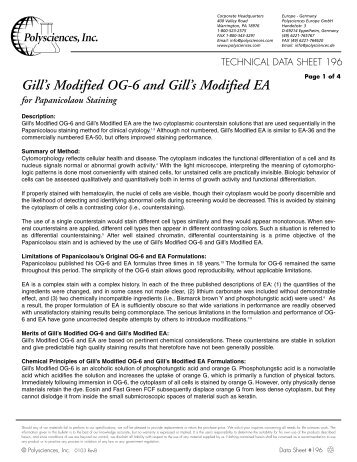 Gill's Modified OG-6 and Gill's Modified EA for ... - Polysciences, Inc.