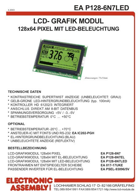 EA P128-6N7LED LCD- GRAFIK MODUL