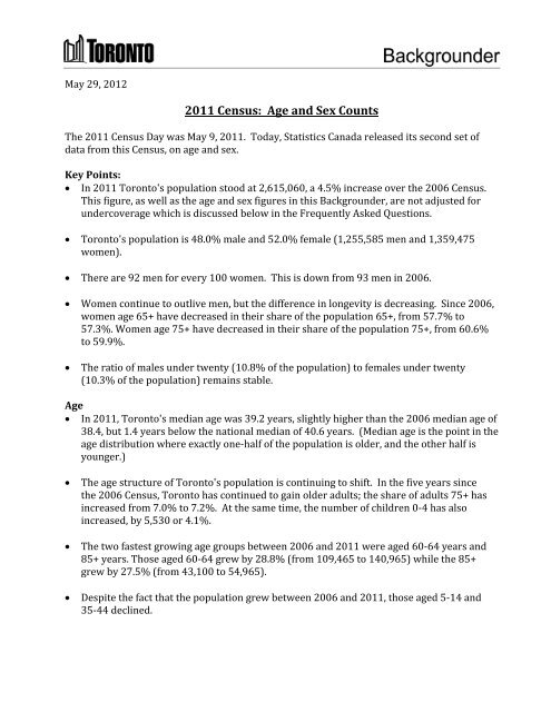 2011 Census: Age and Sex Counts