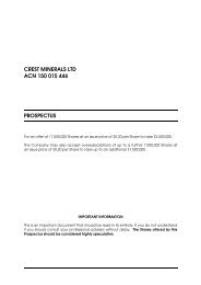 crest minerals ltd acn 150 015 446 prospectus - Australian Stock ...