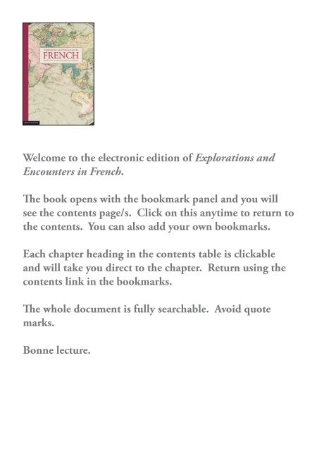 Explorations and Encounters in French - The University of Adelaide