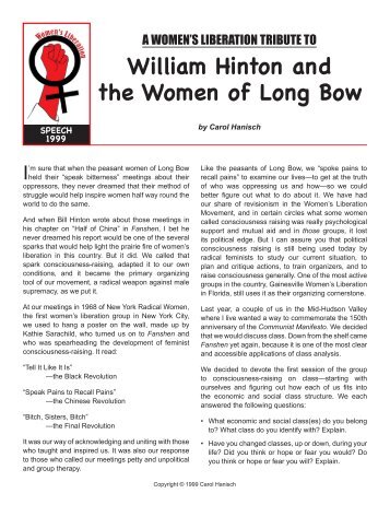 William Hinton and the Women of Long Bow - Carol Hanisch of the ...