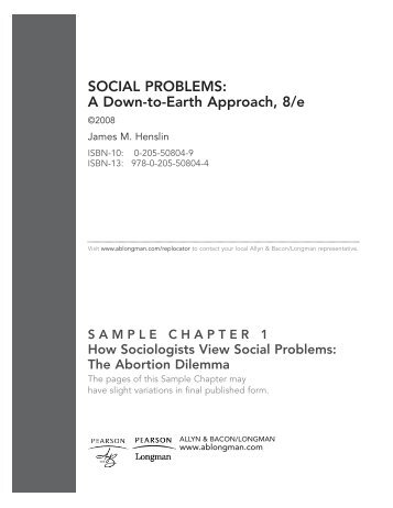 SOCIAL PROBLEMS: A Down-to-Earth Approach, 8/e