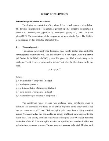 DESIGN OF EQUIPMENTS Process Design of Distillation Column ...