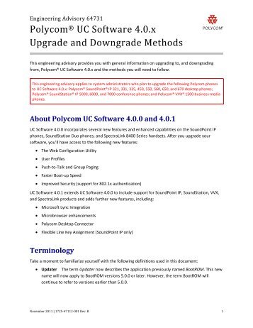 Polycom UC Software 4.0.x Upgrade and Downgrade Methods