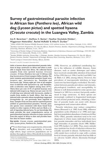 Survey of gastrointestinal parasite infection in African lion ... - aphis