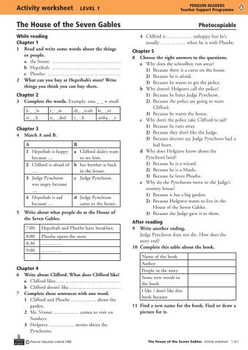 Activity Worksheet - Penguin Readers Level 1 ... - Longman Japan