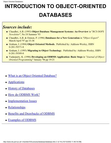 Download Introduction To Object Oriented Databases PDF - ODBMS