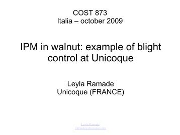IPM in walnut: example of blight control at Unicoque - Cost 873