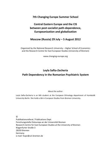 Path Dependency in the Romanian Psychiatric System - Changing ...