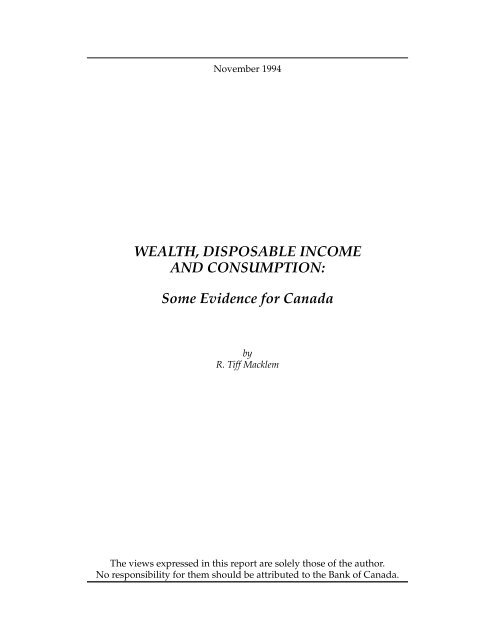 WEALTH, DISPOSABLE INCOME AND CONSUMPTION - Economics