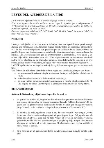 LEYES DEL AJEDREZ DE LA FIDE - Federación Venezolana de ...