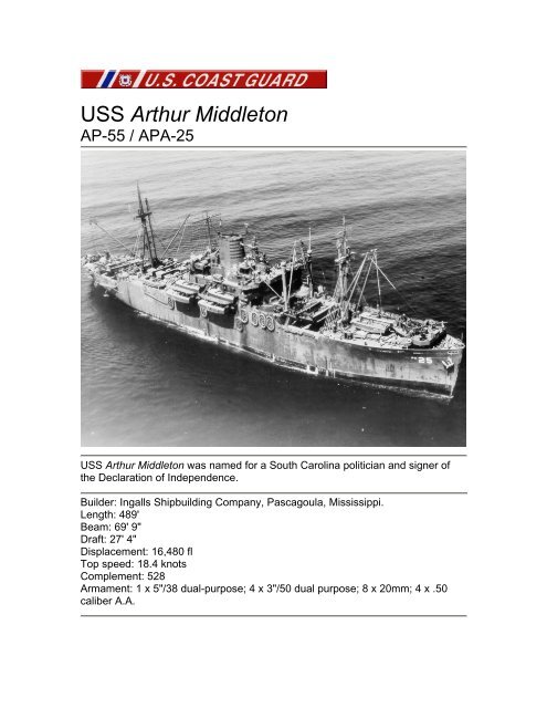 USN Navy USS George Clymer APA 27 Naval Ship Photo Print