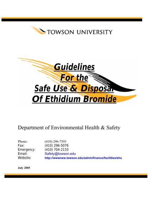 Guidelines For the Safe Use & Disposal Of Ethidium Bromide