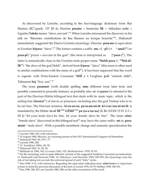 Comparative Notes on Hurro-Urartian, Northern Caucasian