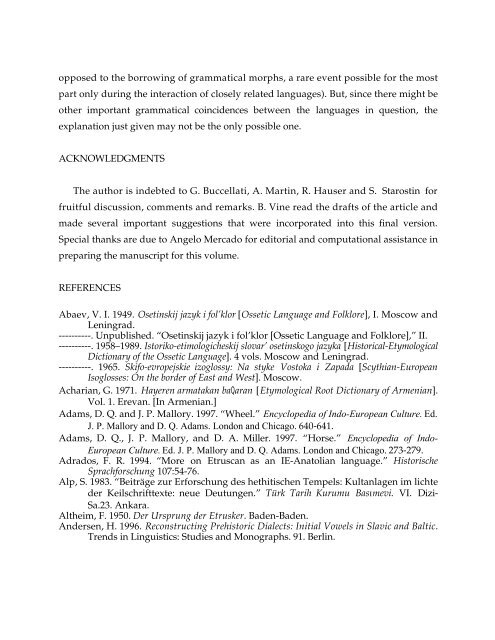 Comparative Notes on Hurro-Urartian, Northern Caucasian