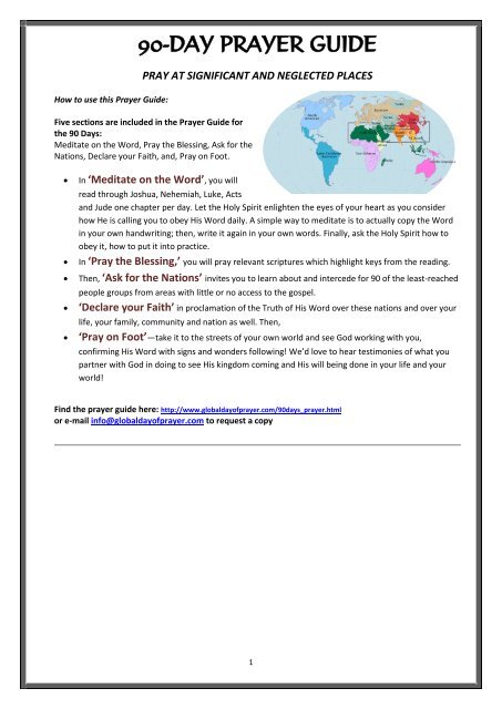 90 Day Prayer Guide 30 Days X3 Global Day Of Prayer