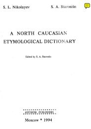A North Caucasian Etymological Dictionary: Preface