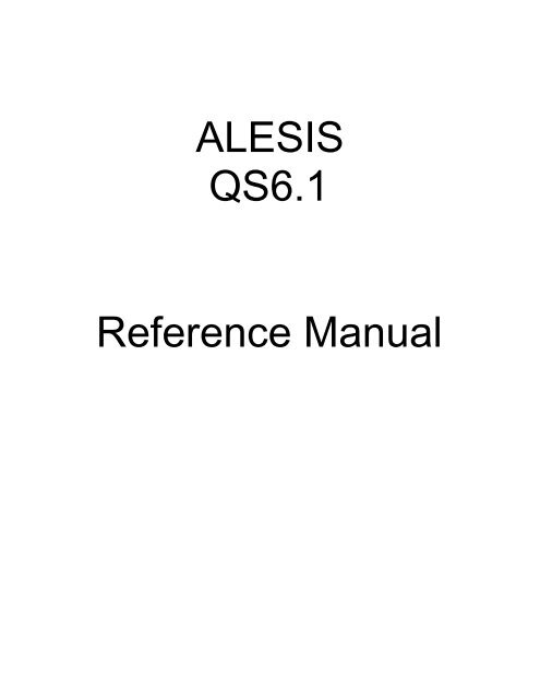 Alesis QS6.1 Reference Manual - Cyborgstudio.com