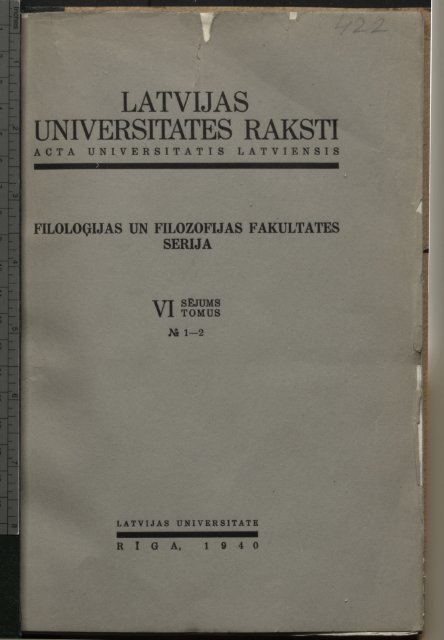 UNIVERSITATES RAKSTI - DSpace - Latvijas Universitāte