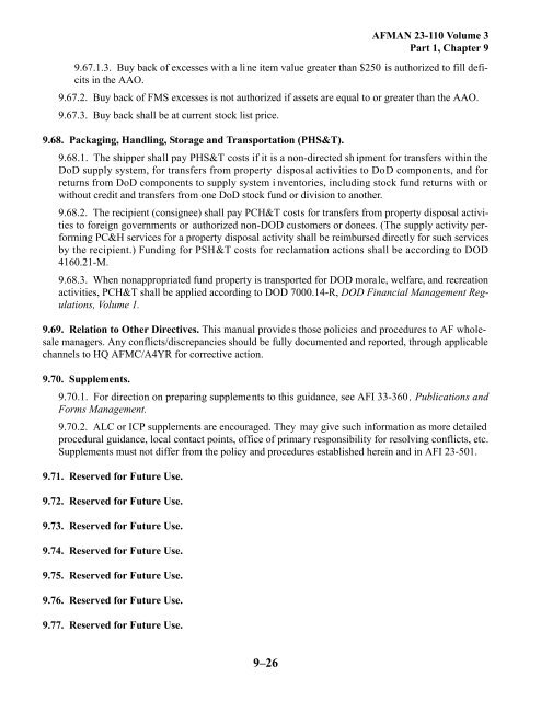 CHAPTER 9 AIR FORCE MATERIEL UTILIZATION ... - Air Force Link