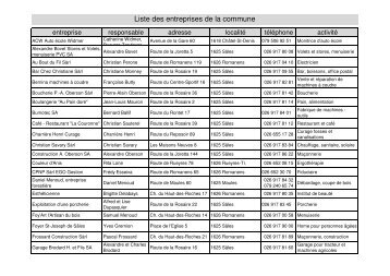 Liste des entreprises de la commune - Sâles