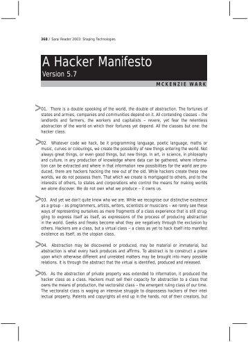 A Hacker Manifesto - Sarai