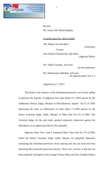 Civil Revision 3832/2003 - Supreme Court of Bangladesh