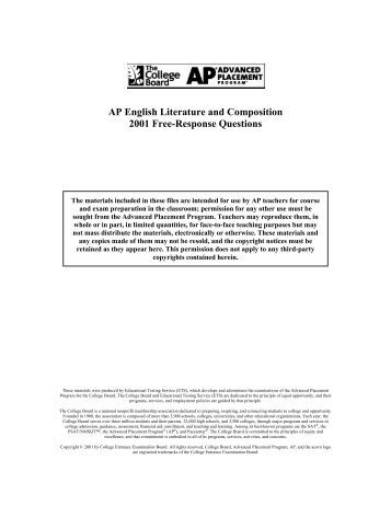 2001 ap english language and composition free response sample essays