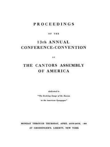 1960 Proceedings - Cantors Assembly