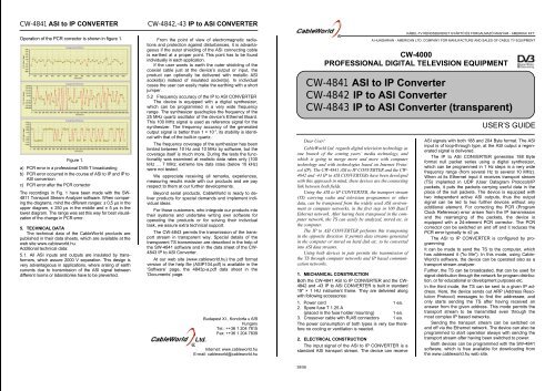 CW-4841 ASI to IP Converter CW-4842 - CableWorld Kft.