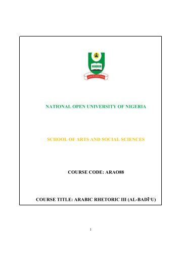 ARA088 Rhetorics III _Badi - National Open University of Nigeria