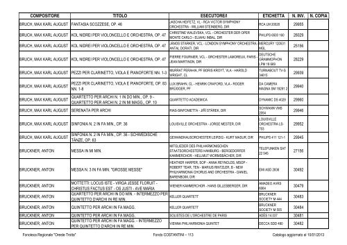 Consultazione Inventario - Fonoteca Regionale Oreste Trotta