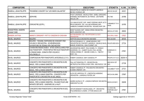 Consultazione Inventario - Fonoteca Regionale Oreste Trotta