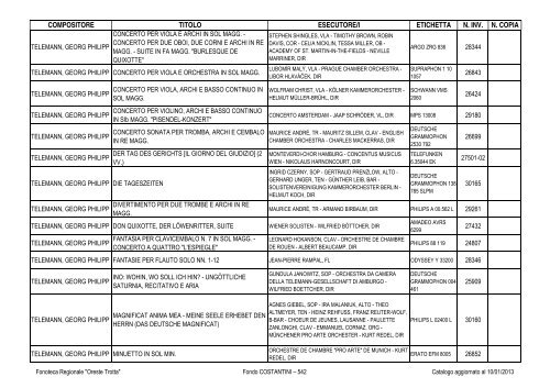 Consultazione Inventario - Fonoteca Regionale Oreste Trotta