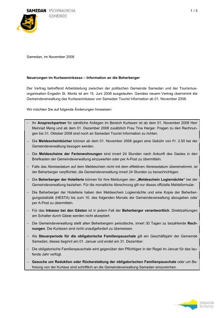 KurtaxeninkassoGemeinde [PDF, 46.0 KB] - Samedan