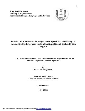 Female Use of Politeness Strategies.pdf - DSpace at King Saud ...