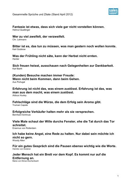 Spruche Und Zitate Salessupport Ch