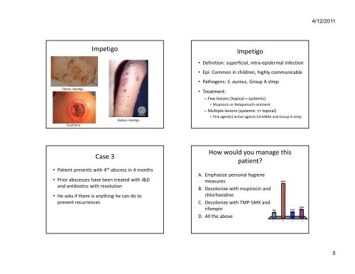 Management of Skin and Soft Tissue Infections in