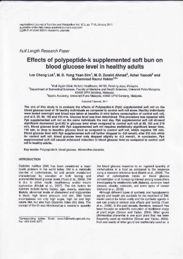 Effects of polypeptide-k supplemented soft bun on blood glucose ...