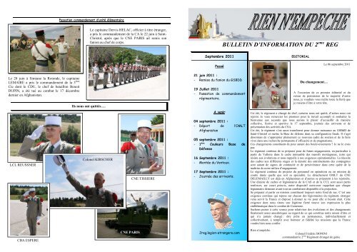 JOURNAL SEPTEMBRE 2011 - 2e Régiment étranger de génie